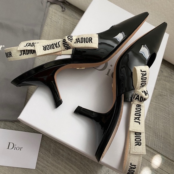 ⭐️ DIOR PATENT BLACK J’ADIOR SLINGBACKS 38 ⭐️ - Picture 5 of 11